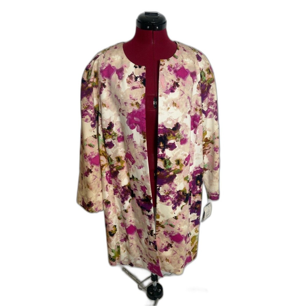 NWT Liz Claiborne Open Front Jacket/Topper Women's Size XL Multi-Colored Floral